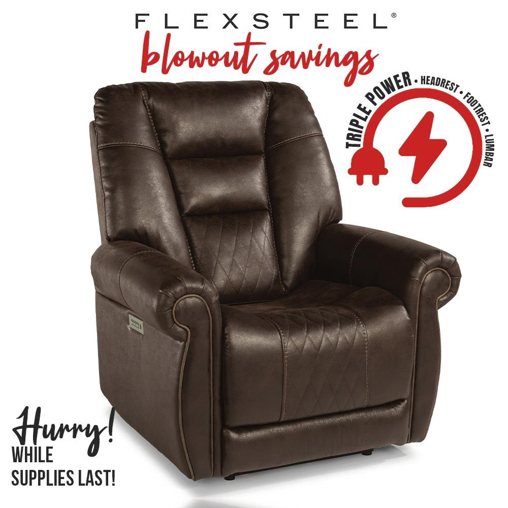 Flexsteel Flexsteel Blowout Sale 28022050154300 Power Recliner with Power Headrest Lumbar Coconis Furniture Mattress 1st Recliners